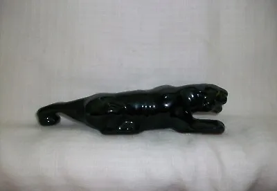 Vintage 50s Mid Century Stalking Black Panther Red Clay 5 Inch Glossy Figurine • $15