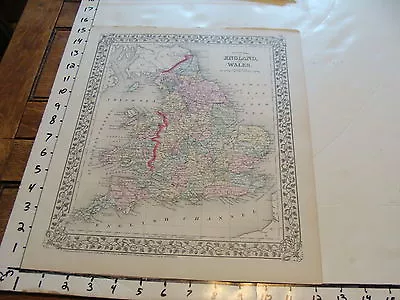 Vintage Map: 1874 Mitchell Map Of ENGLAND & WALES • $27.94