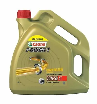 Castrol POWER1 4T 20W-50 20W50 Mineral 4 Stroke Motorcycle Engine Oil 4 Litre 4L • £37.99