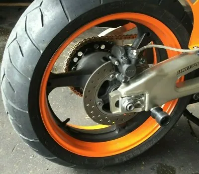 Custom Orange Motorcycle Inner Rim Decals Wheel Stickers Stripes Tape Vinyl Wrap • $30.99