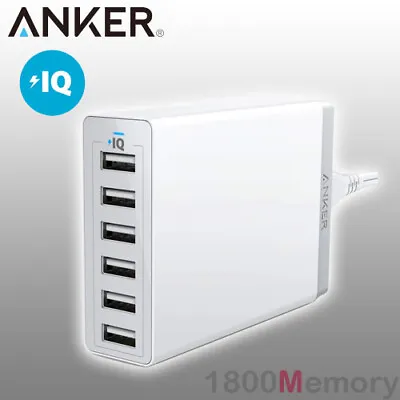 $99 • Buy GENUINE Anker 60W PowerPort 6 Port USB Fast Charger PowerIQ 100-240V AC