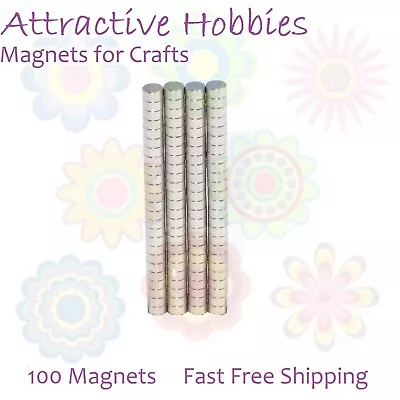 100 Magnets - 2x1mm Tiny Super Strong Neodymium Discs DIY Fridge Craft Hobbies • £5.39