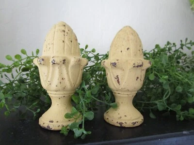 $34.99 • Buy VTG  Cast Iron PINEAPPLE Architectural Salvage Fence Post TopperS FinialS YELLOW