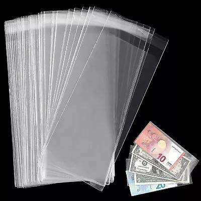 200 PCS Currency Sleeves Paper Money Bill Holder Banknote Storage Protector Case • $9.88