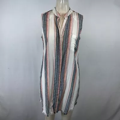 Cloth & Stone - Women's Xs - Multicolor Striped Sleeveless Button V Neck Dress • $21.25