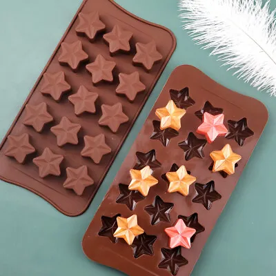  Chocolate Mould Stars 15 Grids Baking Candy Ice Cube Tray Jelly Mold Silicone • £2.69