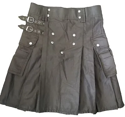 New Modern Kilts Mens Canvas Utility Brown Military Cargo Pockets Snaps Size 34 • $30