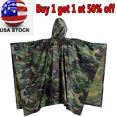 US Tactical Rain Poncho-Army Military Poncho Shelter-Waterproof Ripstop Camping • $19.99