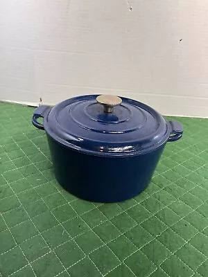 Vintage Pot Enameled Cast Iron Dutch Oven 5 Qt Made In France Blue Casserole • $70