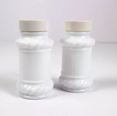 Vintage  Milk Glass Salt And Pepper Shakers With Plastic Lids  3.5  Tall • $7.42