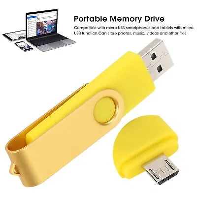 USB Flash Drive OTG U Disk Memory Stick Pen Micro USB Data Storage Yellow CW SG5 • £10.64