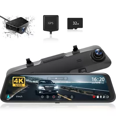 WOLFBOX G850 4K Dash Cam 12'' Dual Dash Cameras Mirror Cam Parking Monitoring • $41.52