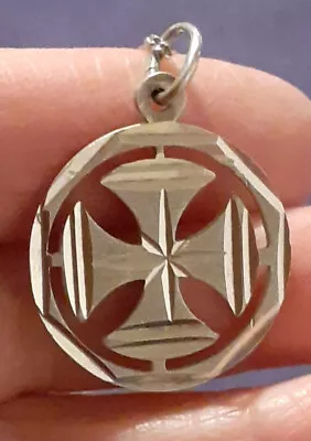 Silver Maltese Style Cross In Hexagon Necklace/ Pendant • £3.99