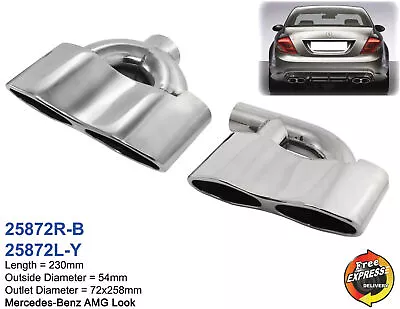 Exhaust Tips S/Steel Tailpipe Trims Set For Mercedes Benz AMG 25872LR-B • $418.72