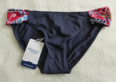 Panache Size 8  Loren Gather Bikini Briefs Dark Navy Blue Mix • £7.99