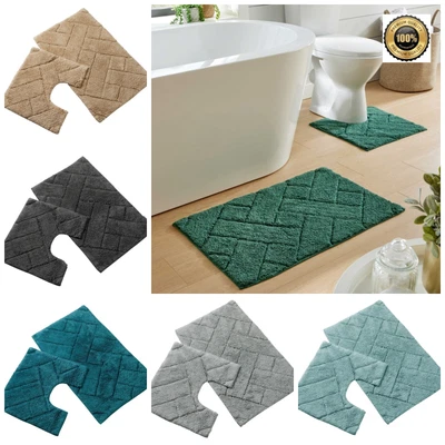 £9.99 • Buy 2 Piece Bath Mat Set Extra Soft Easy Care Plush Bath Rug Toilet Mats Rugs New