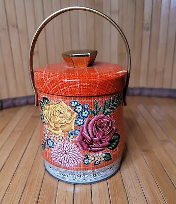 Vintage Murray Allen Tin Canvas Rose Confections Made In England Handle & Lid • $8.87