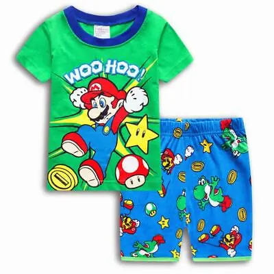 BNWT Super Mario Boys Kids Pyjamas 100% Cotton Tshirt Top Pajamas Sleepwear New • $16.30