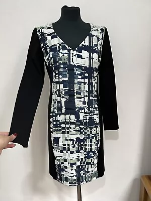 Smart Pencil Dress Geometric Print Black Green Damsel In A Dress UK 10  • £4.99