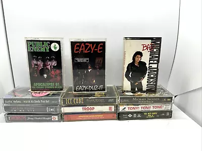 Cassette Tape Lot Of 12 W/Case Eazy-E Ice Cube Public Enemy Michael Jackson • $49.99