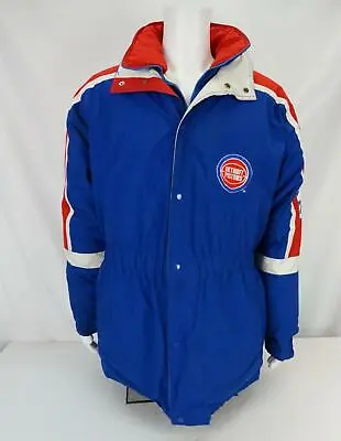 Vintage Detroit Pistons Starter Jacket Men's NBA Basketball Hooded Blue XL • $55.99