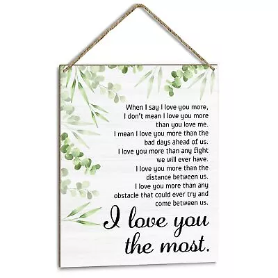 I Love You More Sign Decor Wall Wood Hanging Plaque Gift For Wife Husband Gir... • $21.09