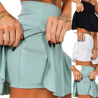 Womens Skirt Flared Culotte Pants High Waist Yoga Sport Ladies Mini Shorts Skort • £3.59