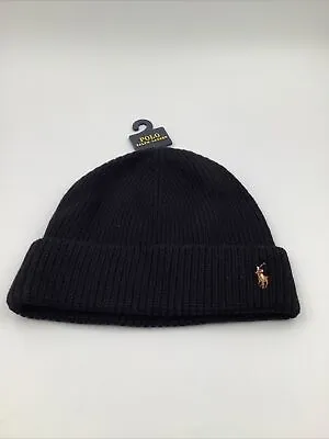 Polo Ralph Lauren Men's Signature Merino Cuffed Beanie - Black • $25