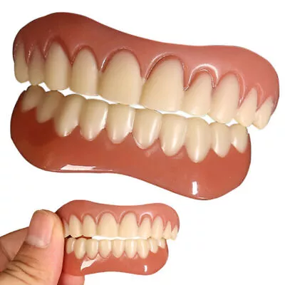 Snap On Silicone False Teeth Upper & Lower Dental Veneers Dentures Tooth Cover • $10.16