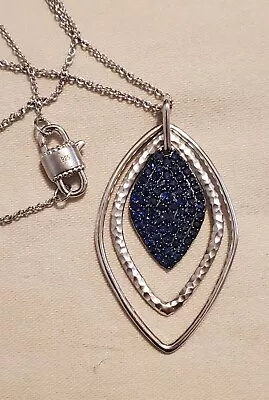 Gabriel & Company Sterling Pave Blue Sapphire Souviens Necklace • $220