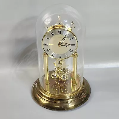 Vintage Bulova Anniversary Clock Glass Dome Torshion Pendulum Strike Quartz • $26.99