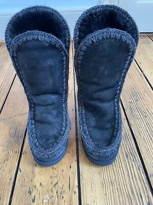 MOU BOOTS  Eskimo Inner Wedge Tall Black Size 38 • $99