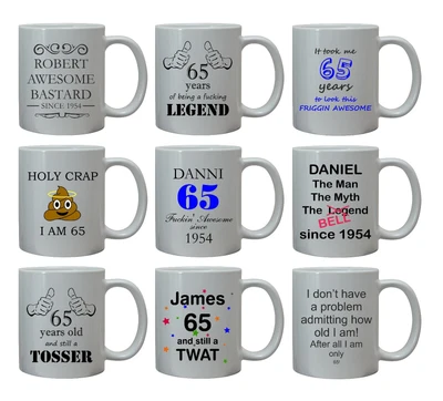 65th FUNNY RUDE BIRTHDAY GIFT FOR HIM MENS MUG PERSONALISED AGE 65 BROTHER UNCLE • £10.95