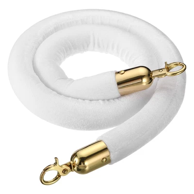 £19.36 • Buy 3 Feet White Velvet Stanchion Rope Crowd Control Barrier Rope Golden