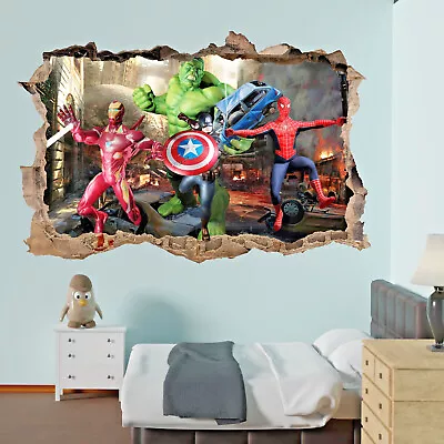 Avengers Spiderman Ironman Hulk Wall Stickers Art Decal Mural Room Decor QL9 • £15.99