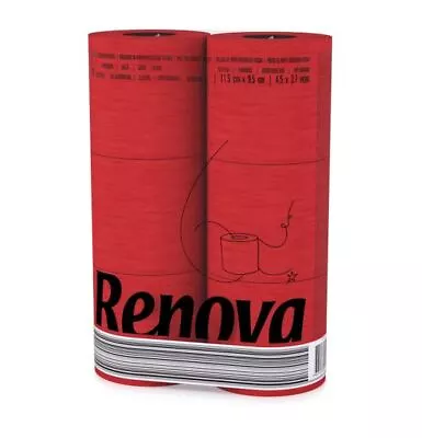 Renova [6 Rolls Red] 3 Ply Soft Colour Toilet Loo Bathroom Tissue Paper Rolls • £9.99