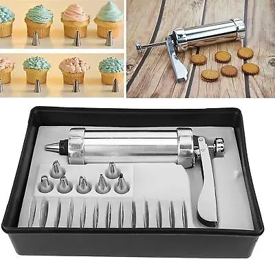 22PCS Cookie Biscuit Press Kits Maker Cake Flower Icing Nozzle Piping Gun Baking • £14.16