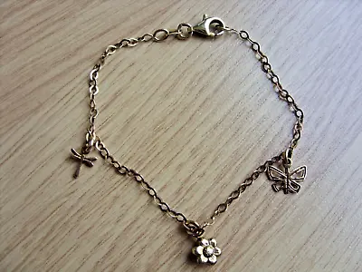 925 Silver Stamped 18ct Gold Plated 7 Inches 2.5g Charm Bracelet (BARGAIN) • £8.99