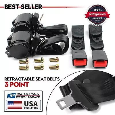 2 Universal 3 Point Retractable Seat Belts Fit For  CJ YJ Wrangler 1982-95 • $41.99