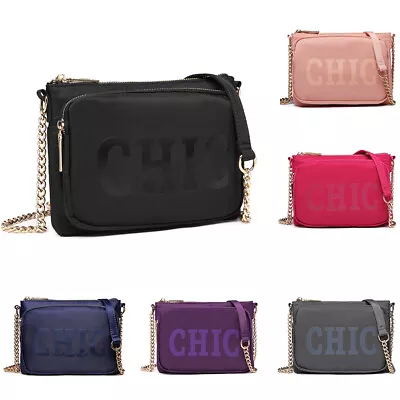 Ladies Chain Shoulder Bag Small Girls Cross Body Bag Polyester Handbag • £5.99