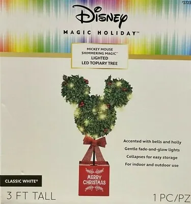 Disney Magic Holiday Mickey Mouse 3-Foot Lighted Topiary - 3723606 - NEW • $169.99