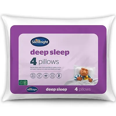 Silentnight Deep Sleep Pillows 4 Pack Soft Medium Support Hotel Bed Deluxe Sleep • £25.99