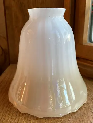 Ruffled White Or Milk Glass White To Tan Shiny Lamp Light Shade Bell 5 1/8  • $14.75