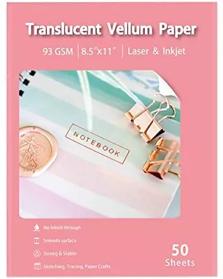 WeLiu Translucent Vellum Paper 8.5x11 Inches 50 Sheets Printable Transparent... • $22.52