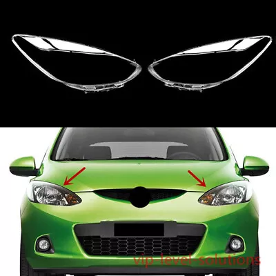 For Mazda Mazda2 2011-2014 A Pair Headlight Lens Clear Cover + Sealant Glue • $136.30