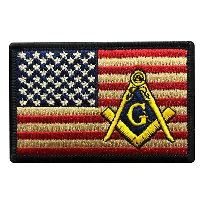 Masonic USA American Flag Patch [Iron On Sew On-3.0 X 2.0 Inch -MS4] • $6.99