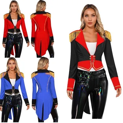  Womens Circus Ringmaster Costume Long Sleeve Deep V Neck Tailcoat Outerwear • $16.49