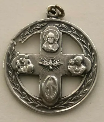 Vintage Catholic Religious Holy Medal // 925 STERLING // SCAPULAR CROSS - WORN • $39.99