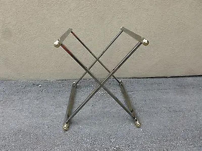 Elegant Chic 1970's Chrome Campaign Table Base With Brass Fittings • $499.99