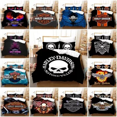 $42.99 • Buy Harley Davidson Doona Duvet Quilt Cover Set Single Double Queen King Pillowcase